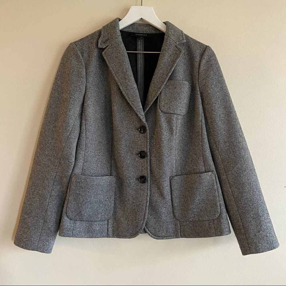 TALBOTS Wool Blend Blazer Grey Size 6
